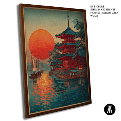 Artwork in Dark Wood Frame