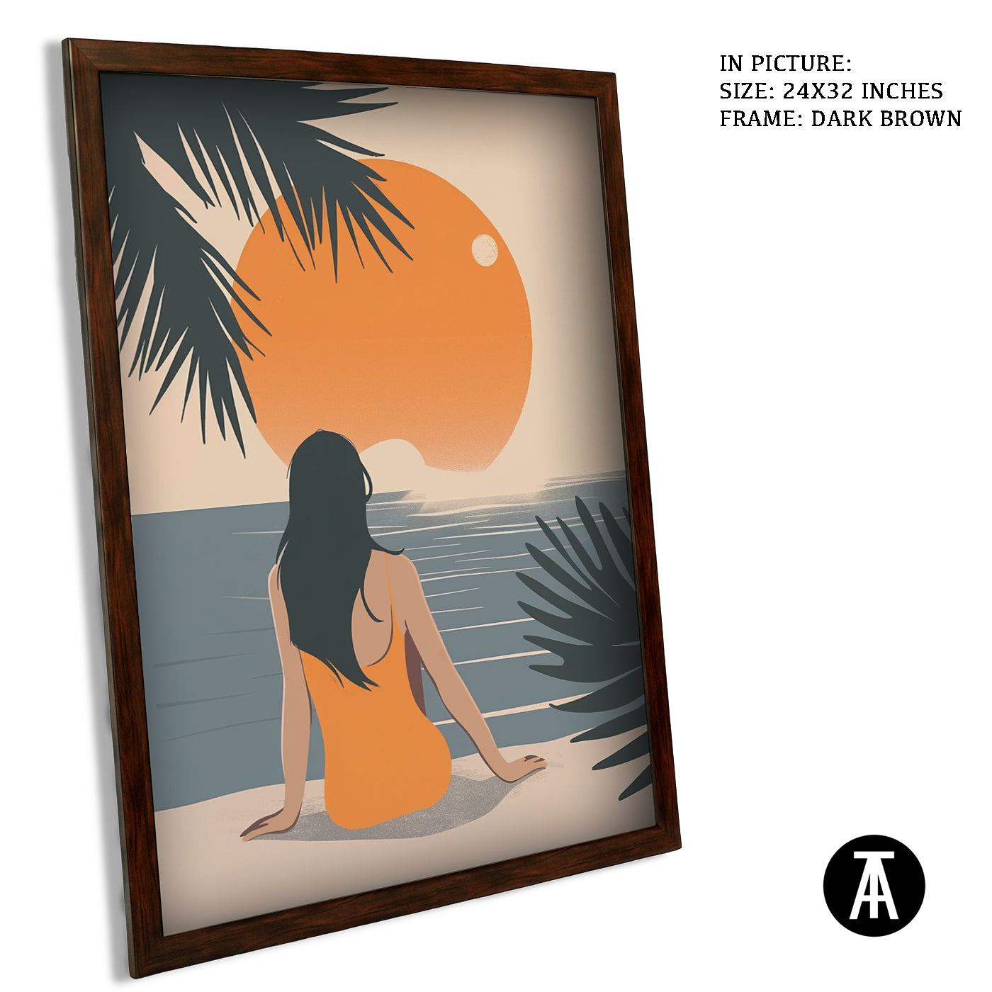 Artwork in Dark Brown Frame