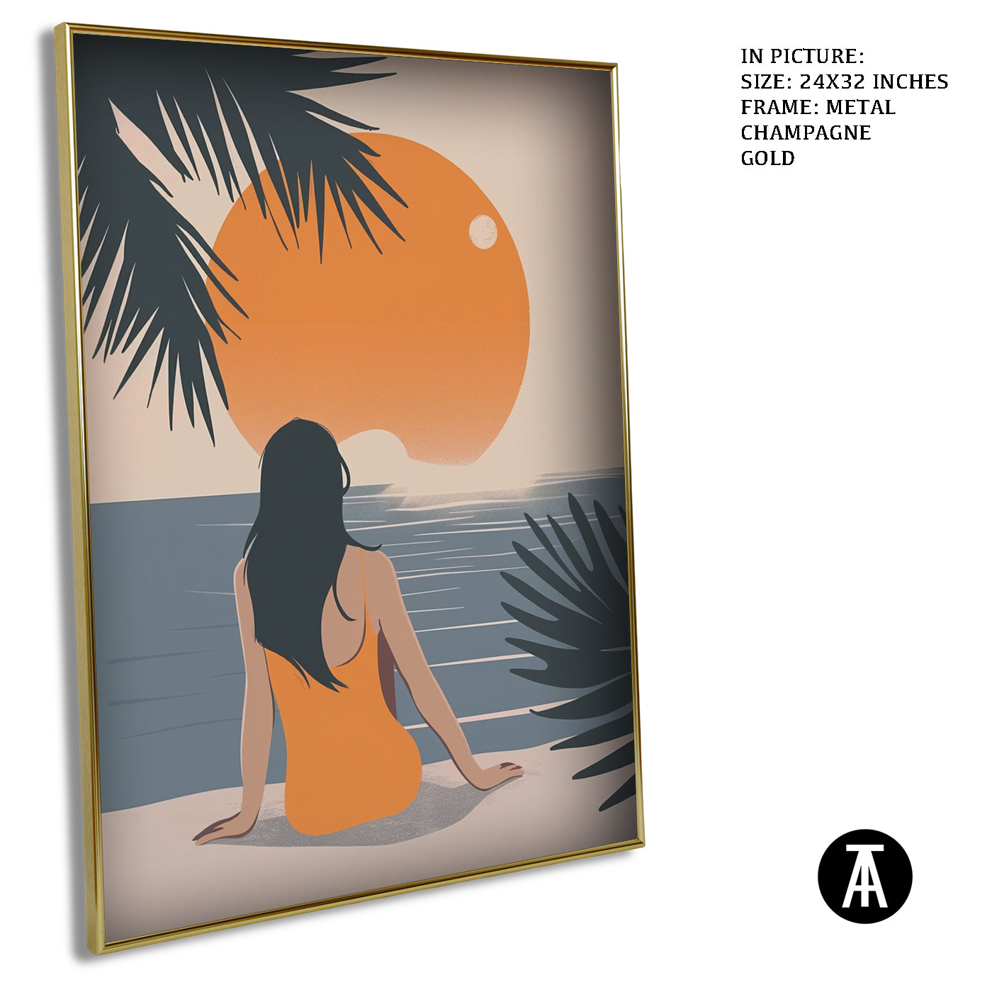 Artwork in Metal Champagne Gold Frame