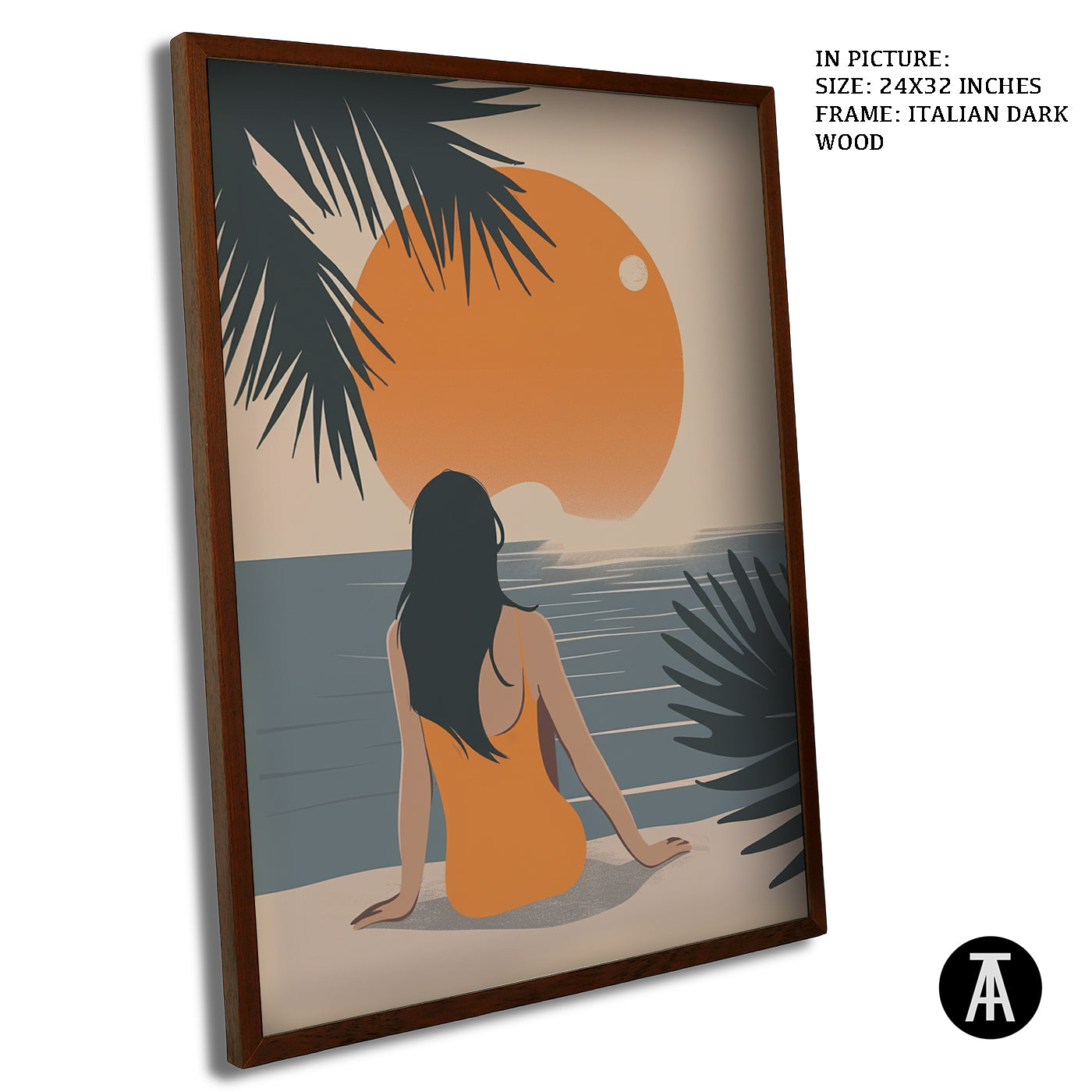 Artwork in Dark Wood Frame