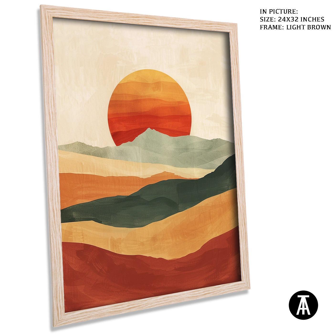 Artwork in Light Brown Frame