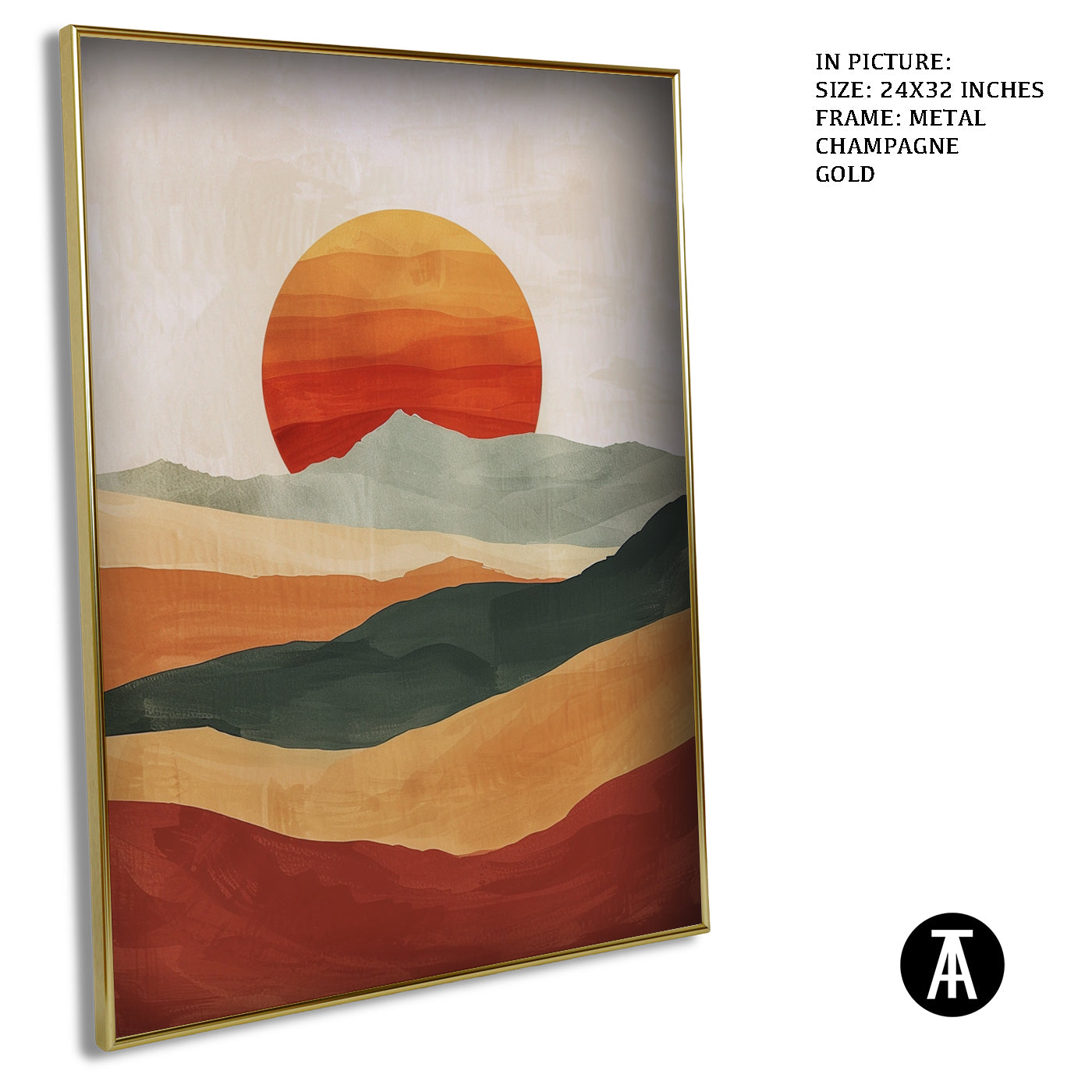 Artwork in Metal Champagne Gold Frame