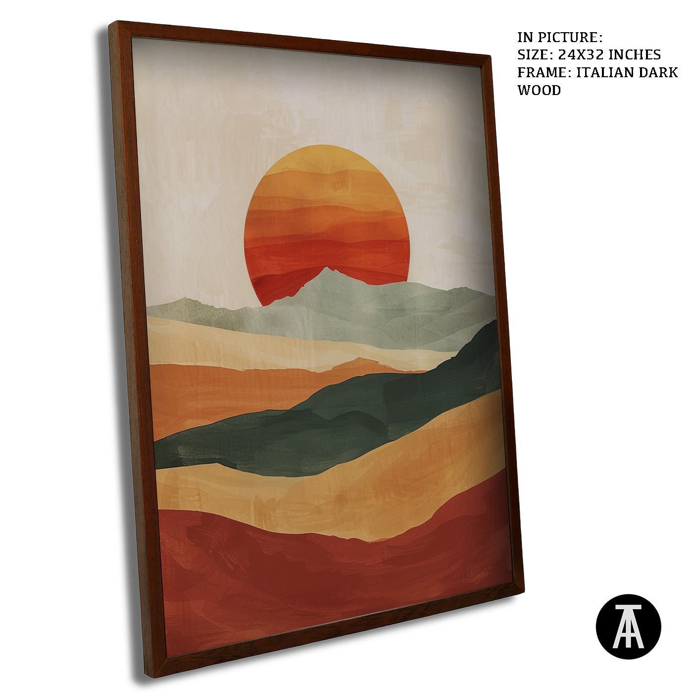 Artwork in Dark Wood Frame
