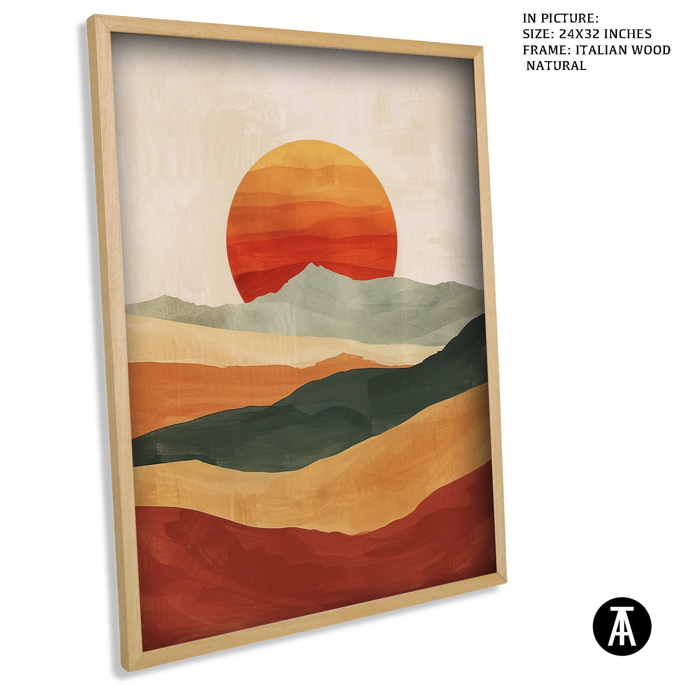 Artwork in Natural Wood Frame