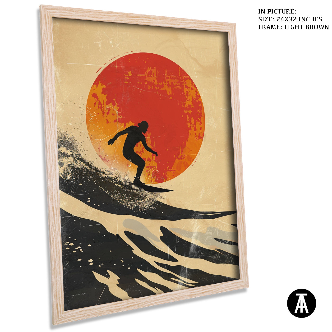 Artwork in Light Brown Frame