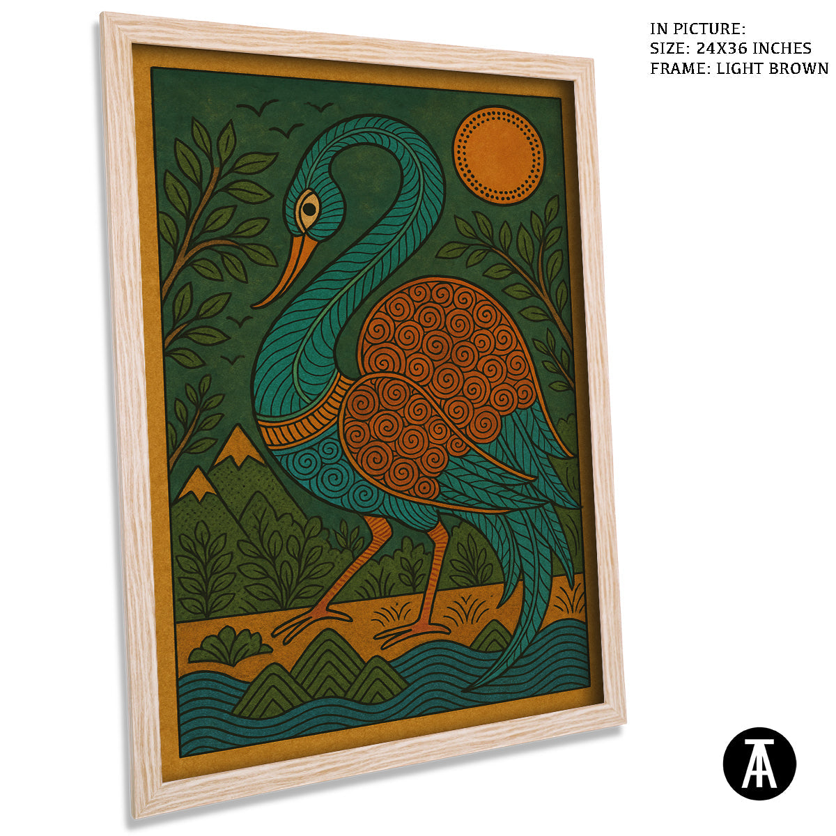 Artwork in Light Brown Frame