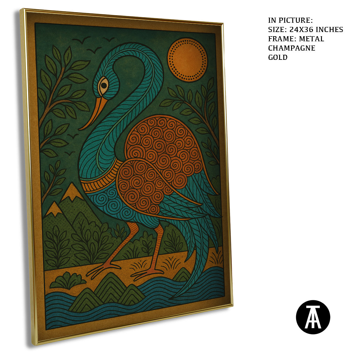 Artwork in Metal Champagne Gold Frame