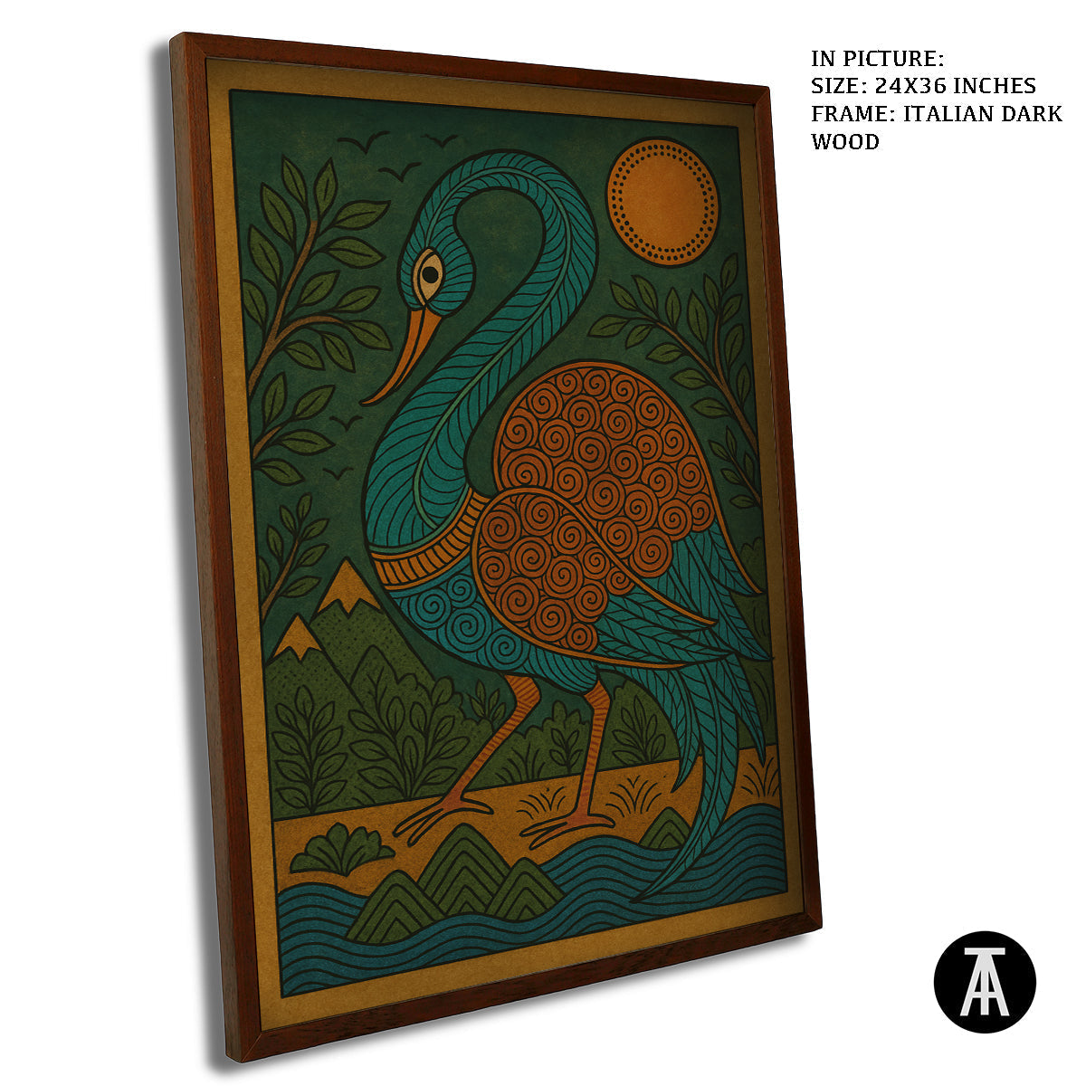 Artwork in Dark Wood Frame