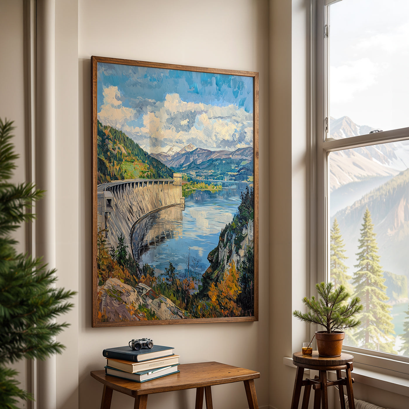 Swiss Alps Painting in a Lifestyle Setting