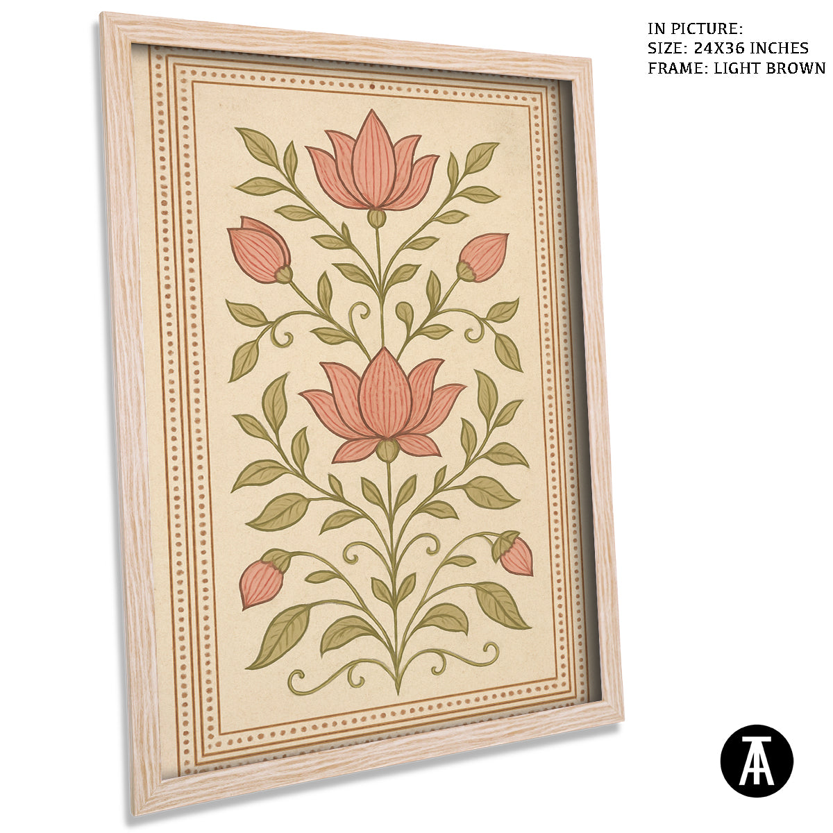 Artwork in Light Brown Frame