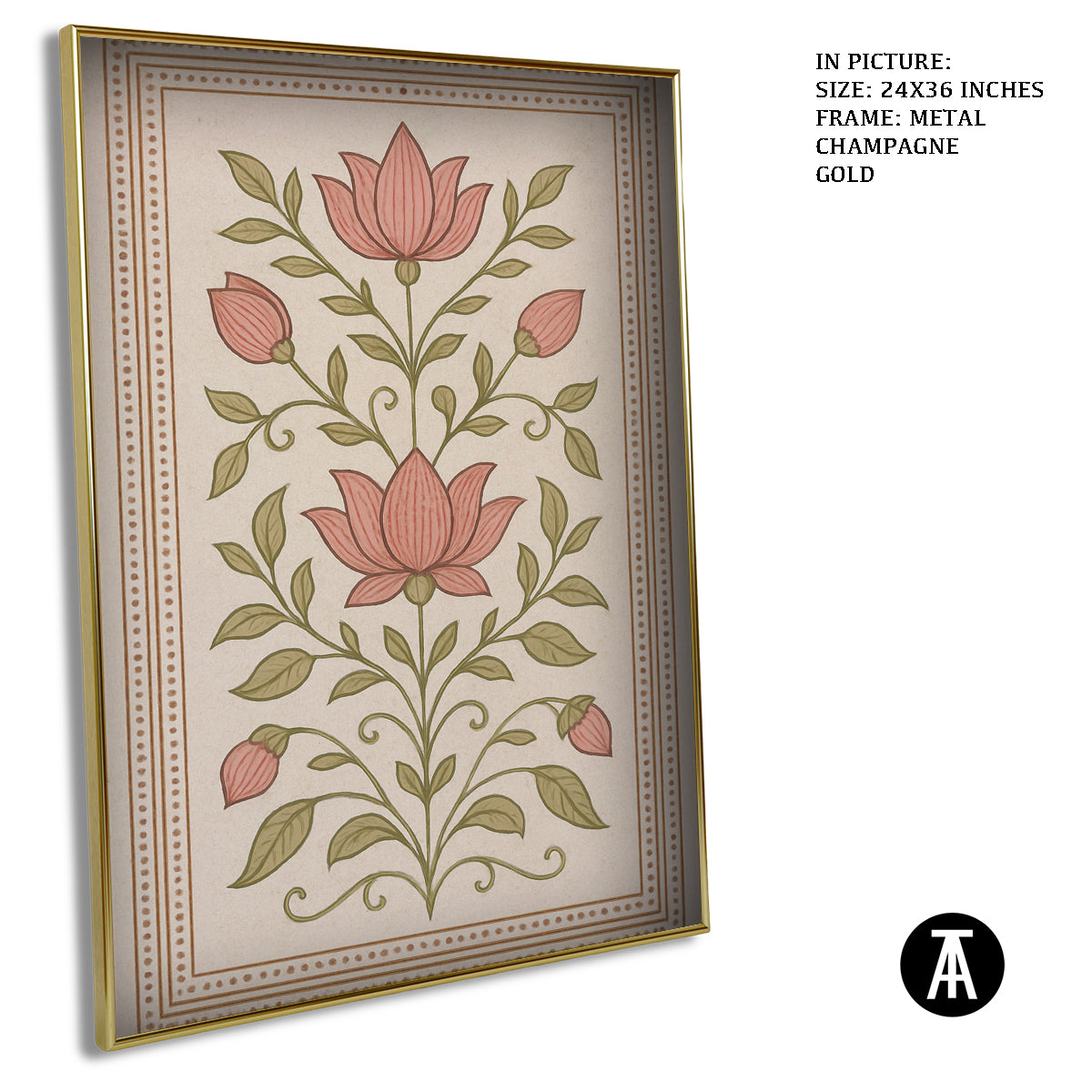 Artwork in Metal Champagne Gold Frame