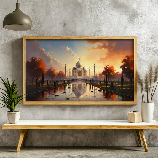 Panoramic Indian Painting in a Lifestyle Setting