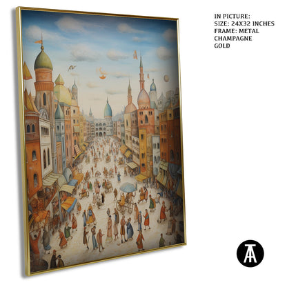 Artwork in Light Brown Frame