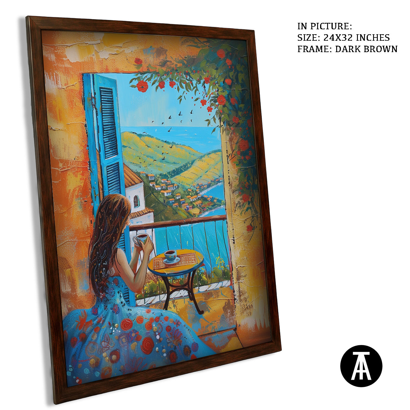Artwork in Dark Brown Frame