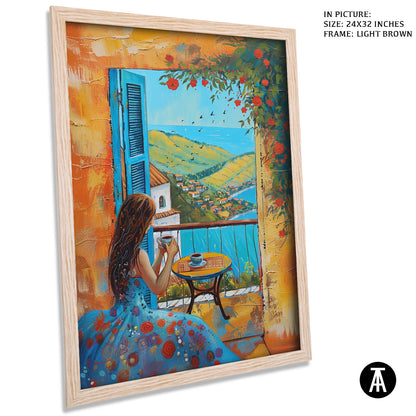 Artwork in Light Brown Frame