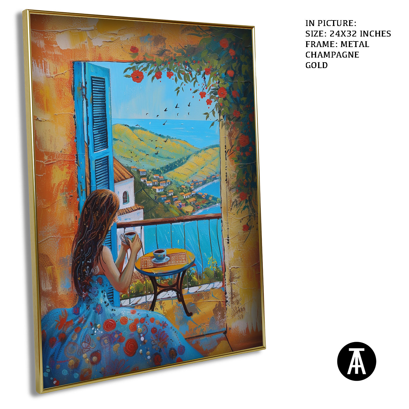 Artwork in Metal Champagne Gold Frame