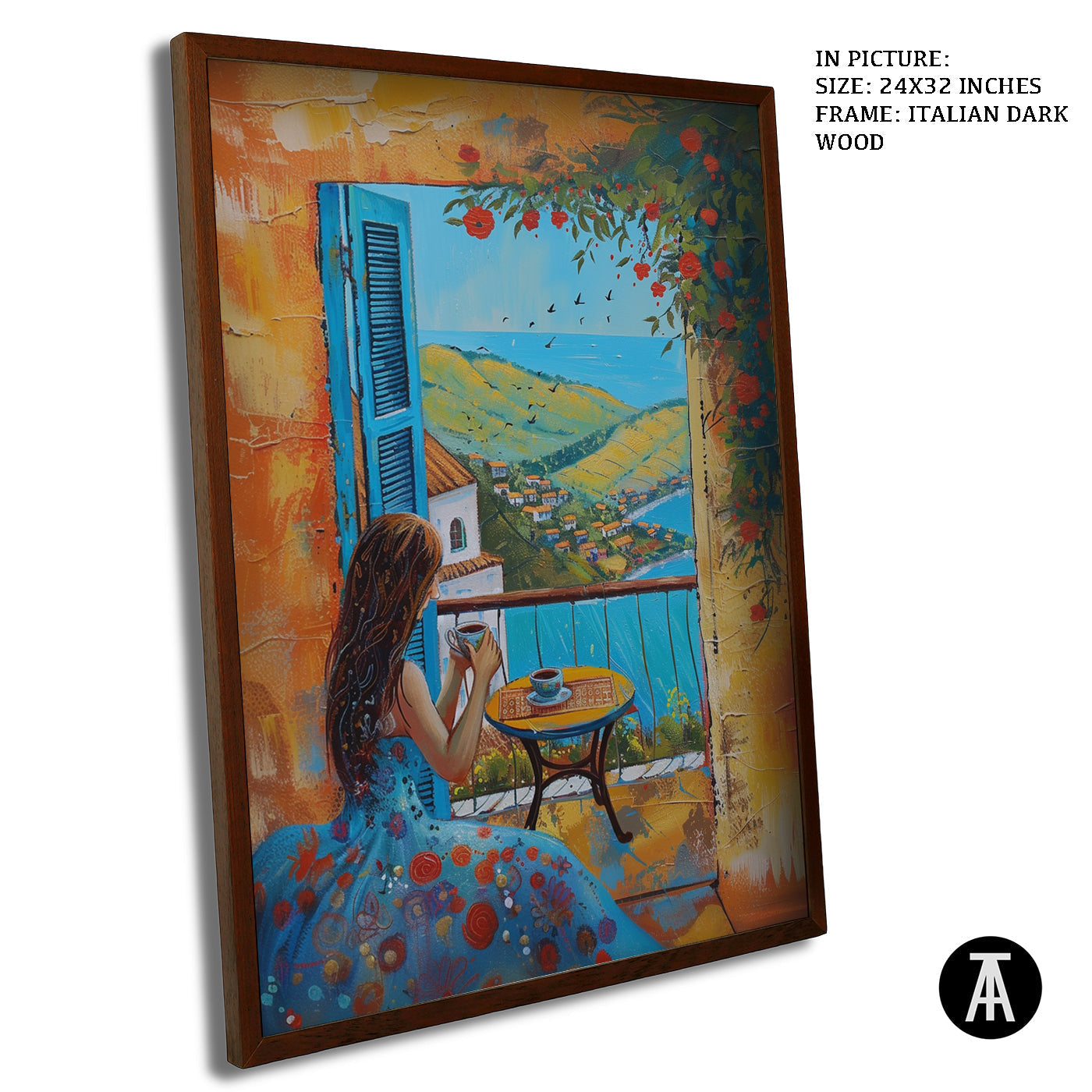 Artwork in Dark Wood Frame