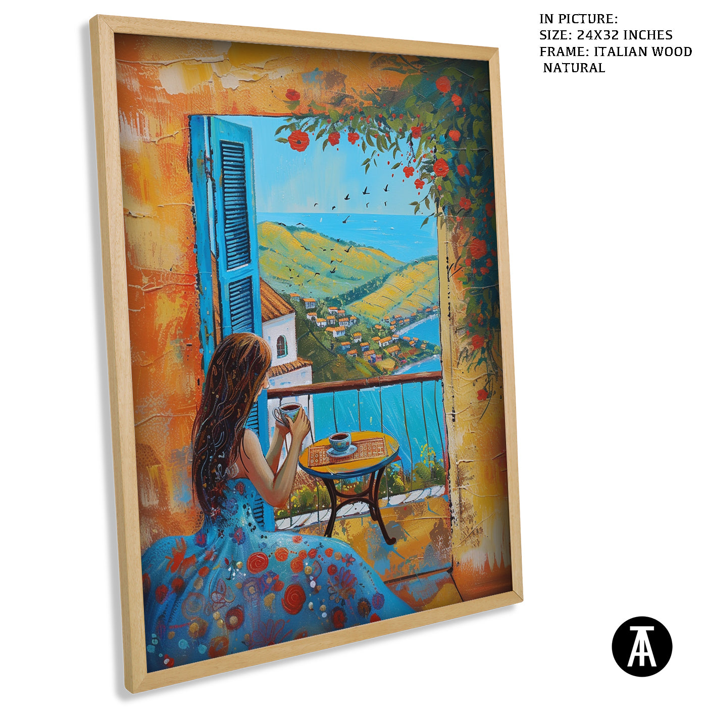 Artwork in Natural Wood Frame