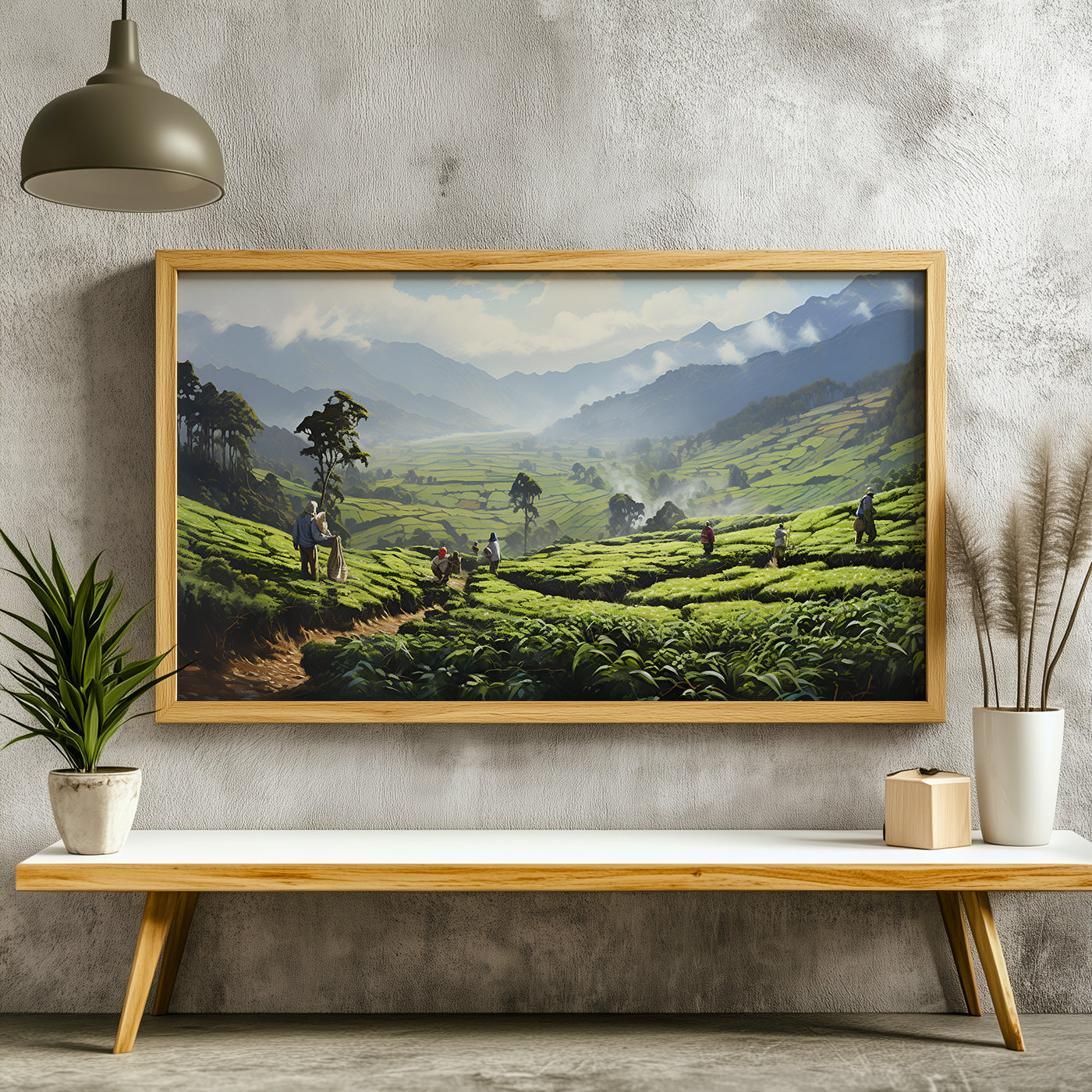 Panoramic Indian Painting in a Lifestyle Setting