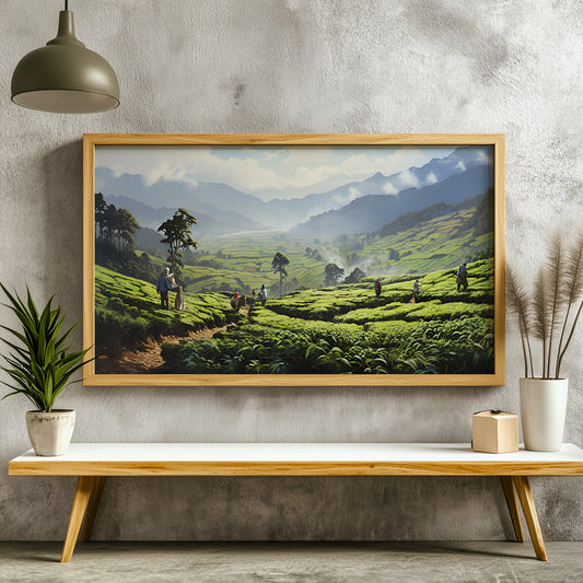 Panoramic Indian Painting in a Lifestyle Setting