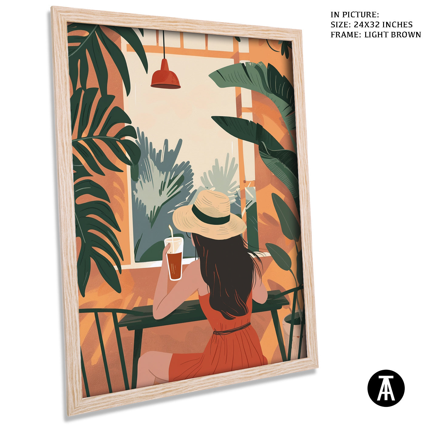 Artwork in Light Brown Frame