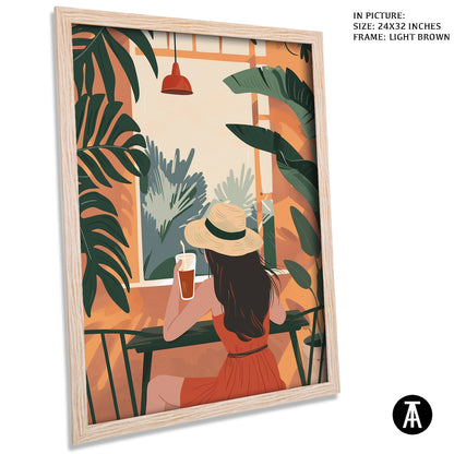 Artwork in Light Brown Frame