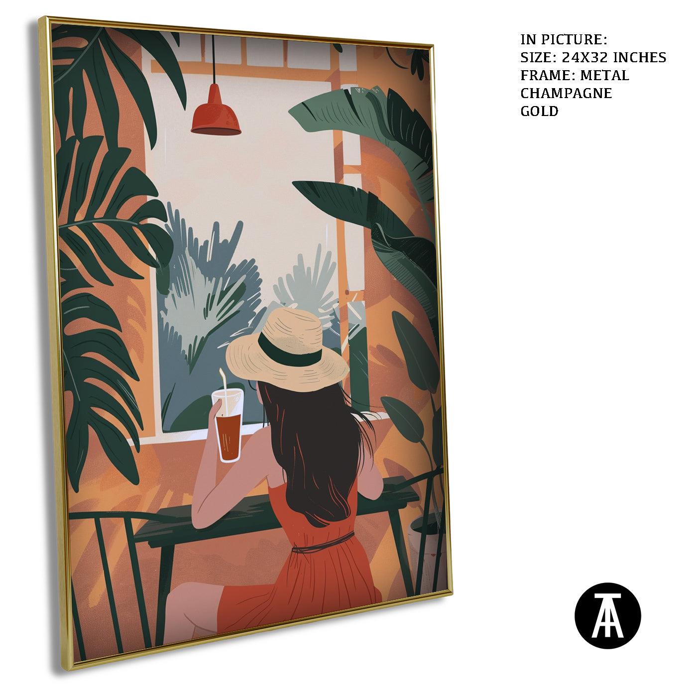 Artwork in Metal Champagne Gold Frame