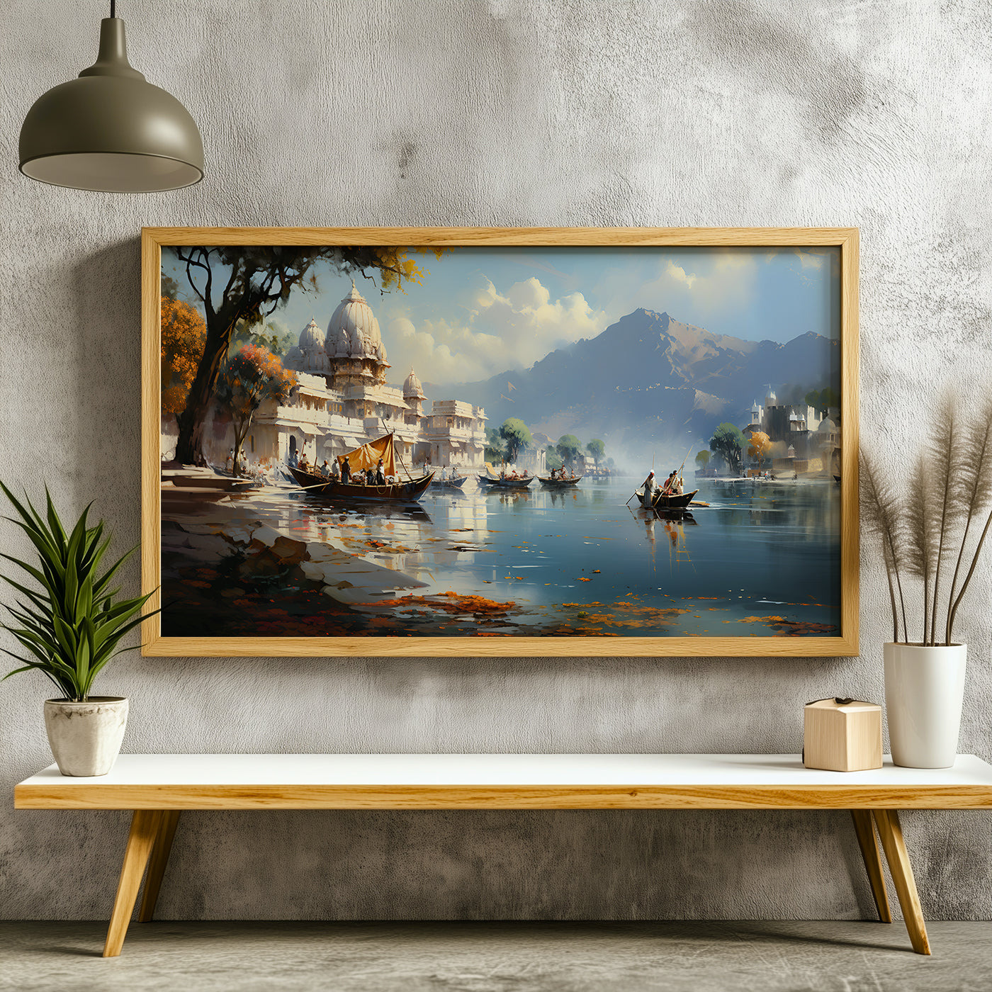 Panoramic Indian Painting in a Lifestyle Setting