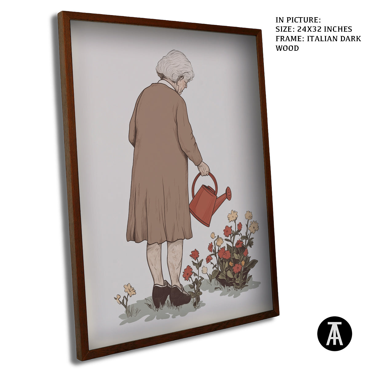 Artwork in Dark Wood Frame