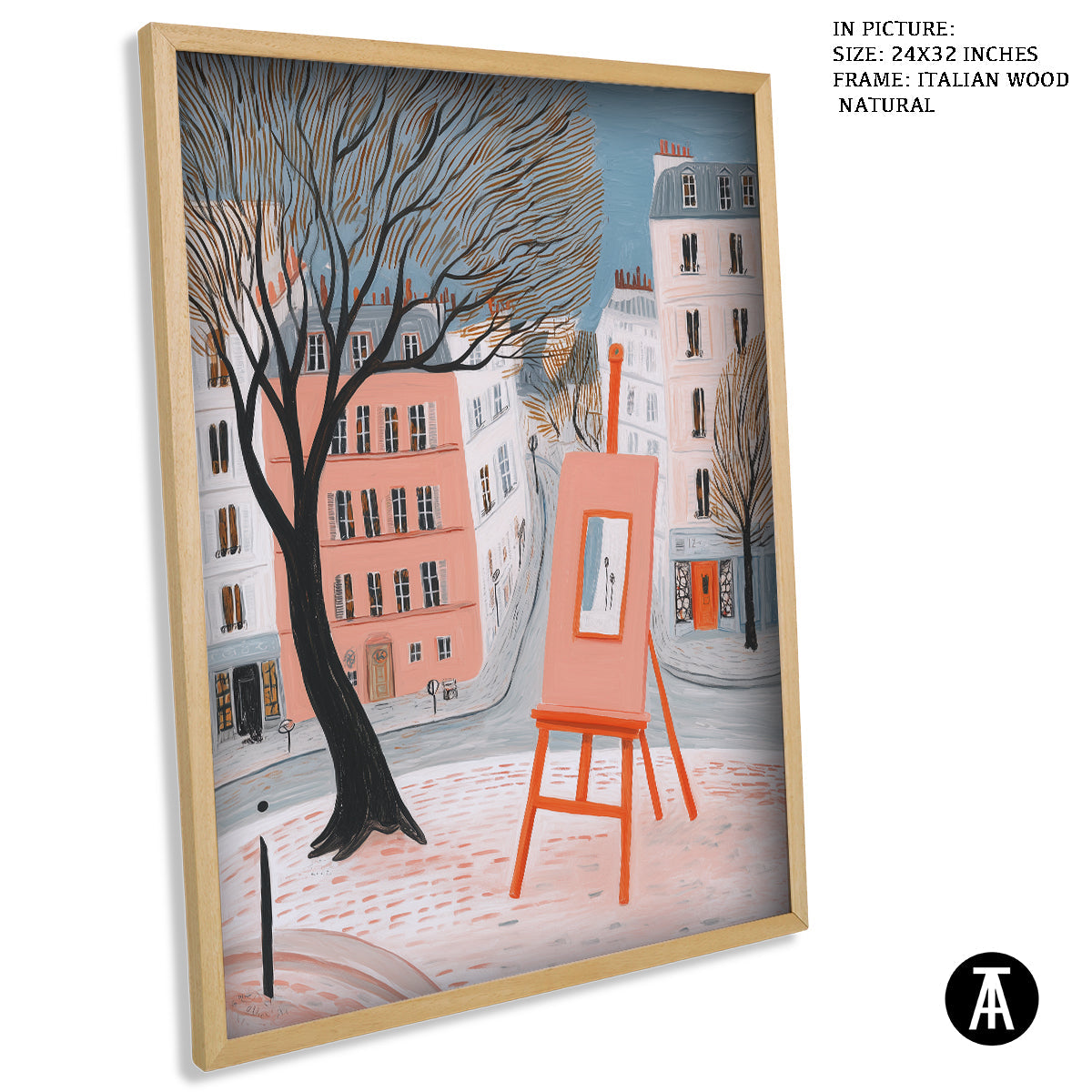 Artwork in Natural Wood Frame