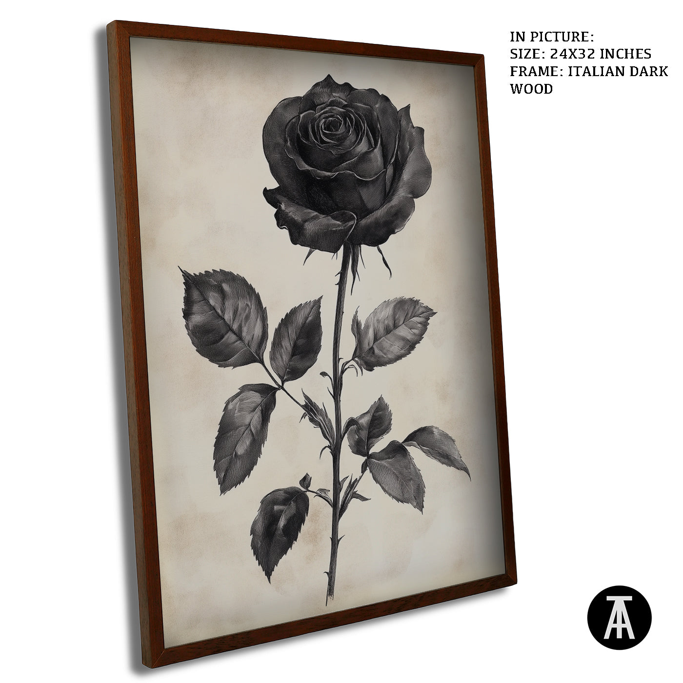 Artwork in Dark Wood Frame