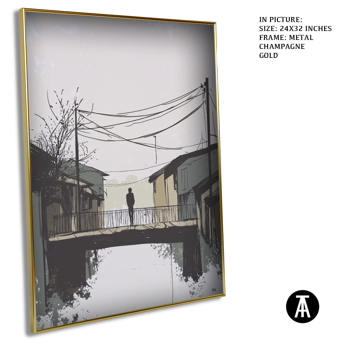 Artwork in Light Brown Frame