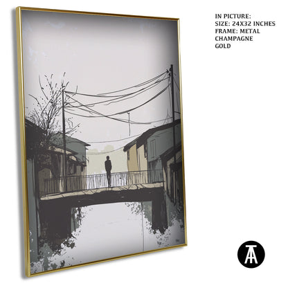 Artwork in Light Brown Frame