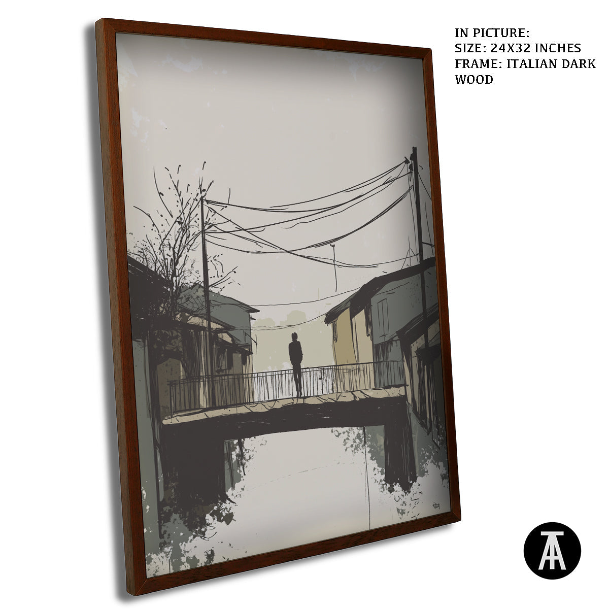 Artwork in Dark Wood Frame