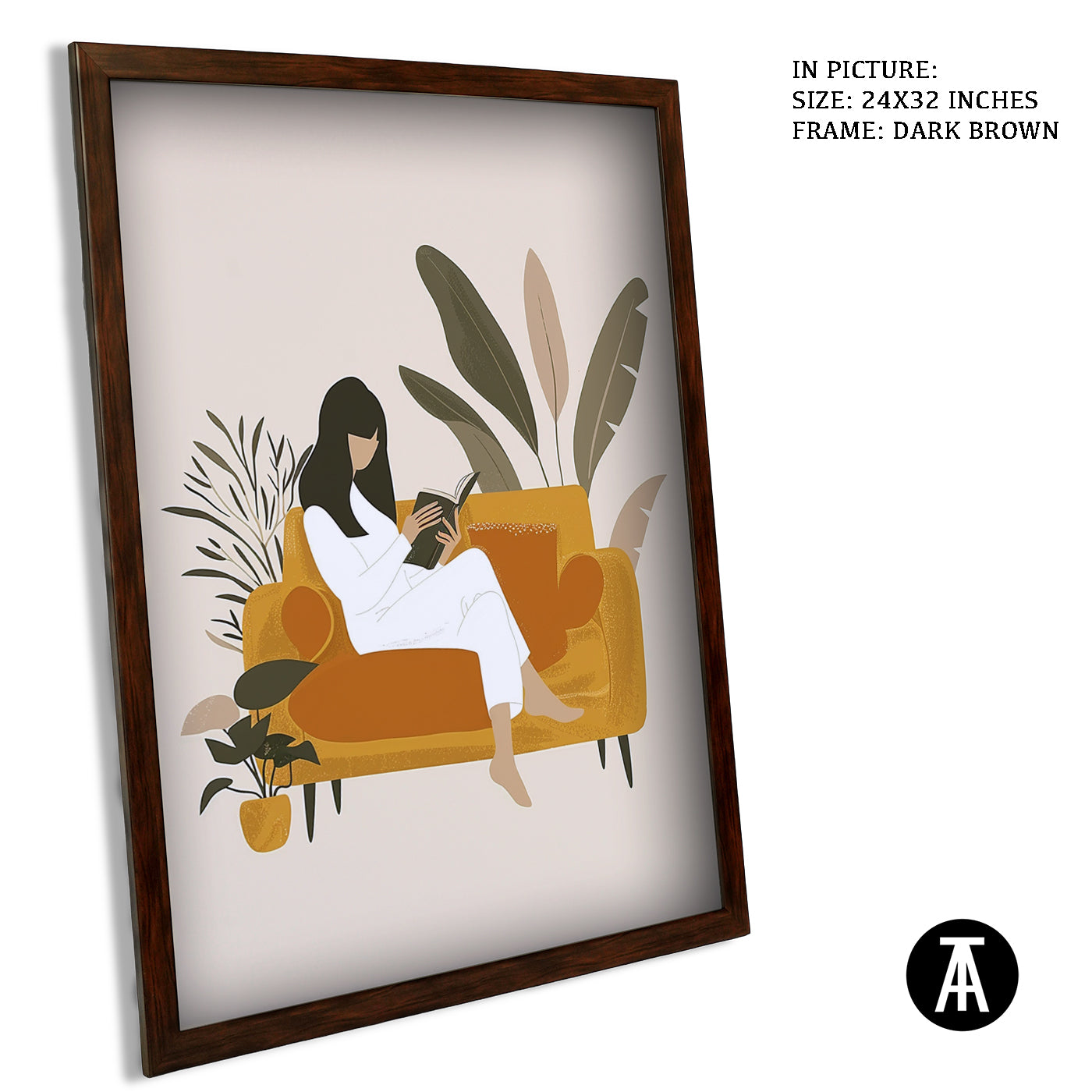 Artwork in Dark Brown Frame