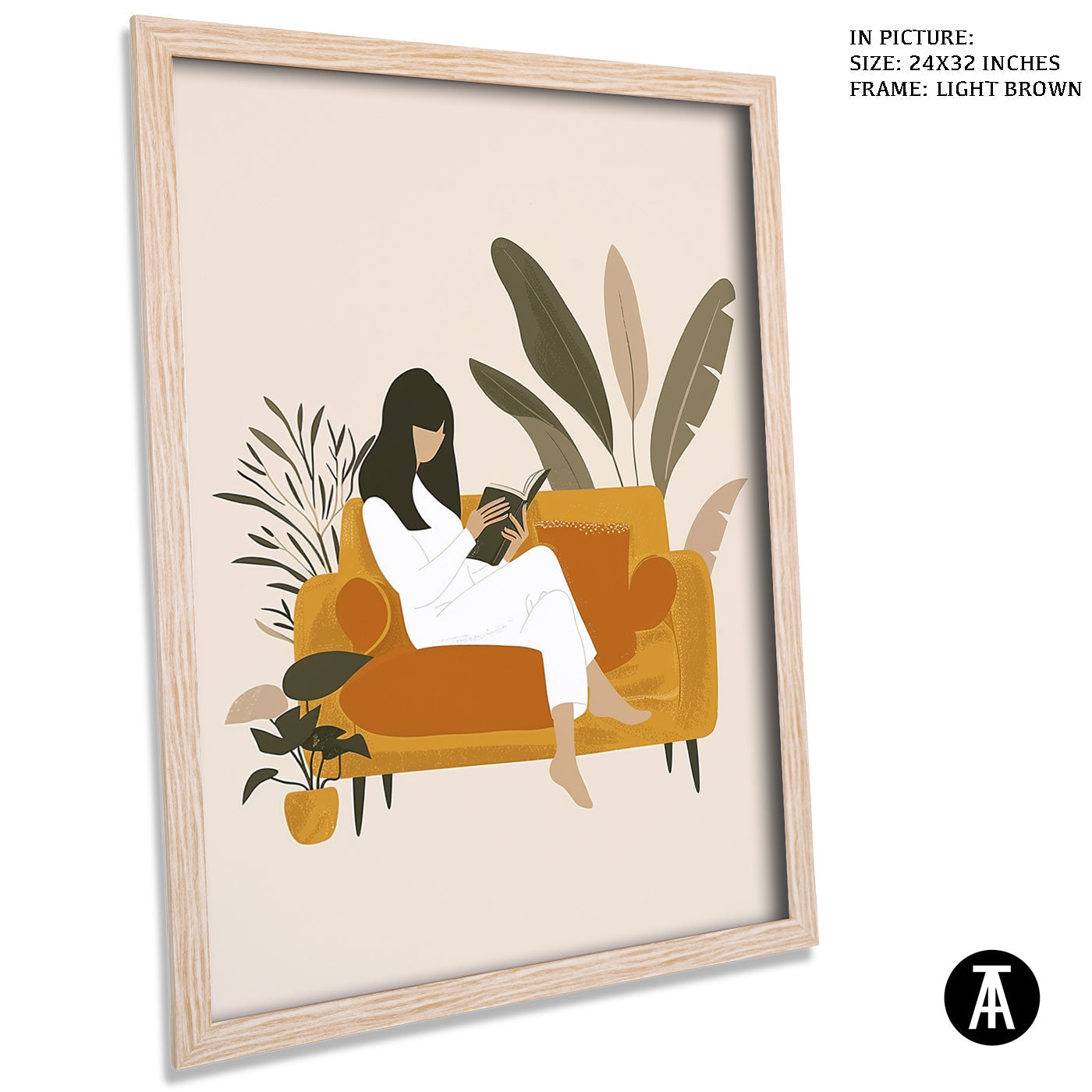 Artwork in Light Brown Frame