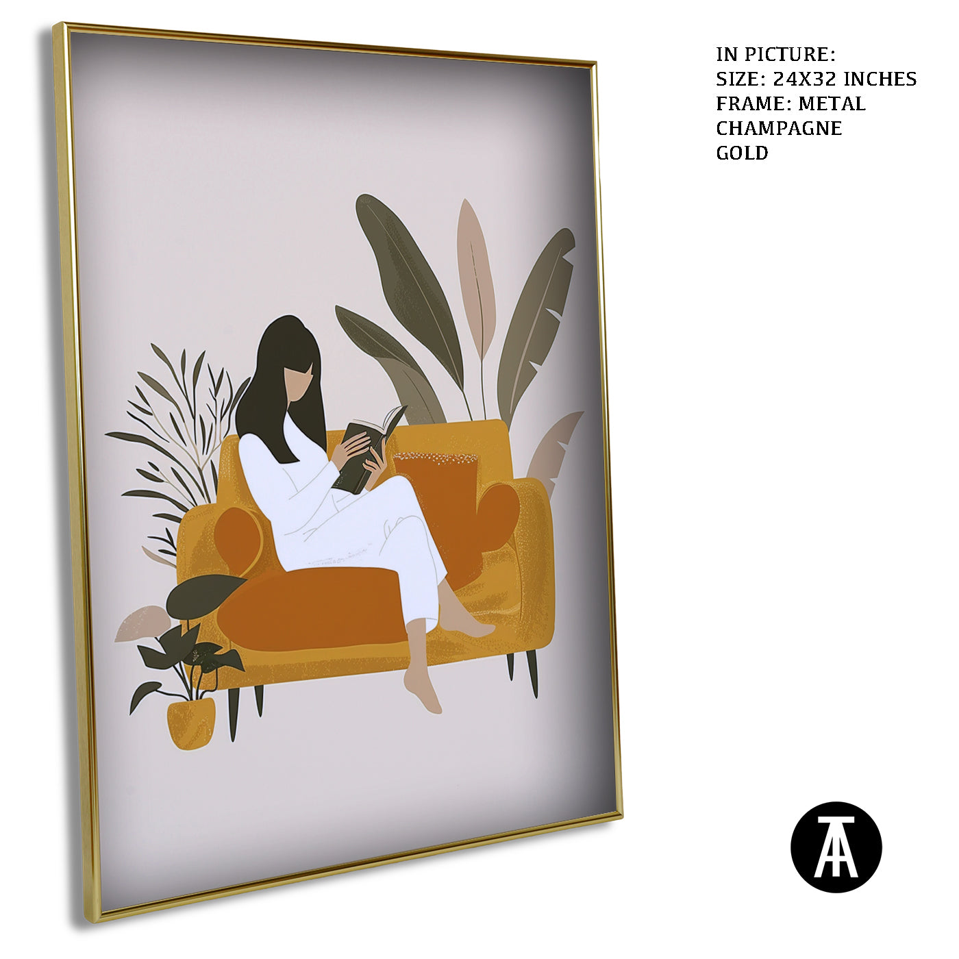 Artwork in Metal Champagne Gold Frame