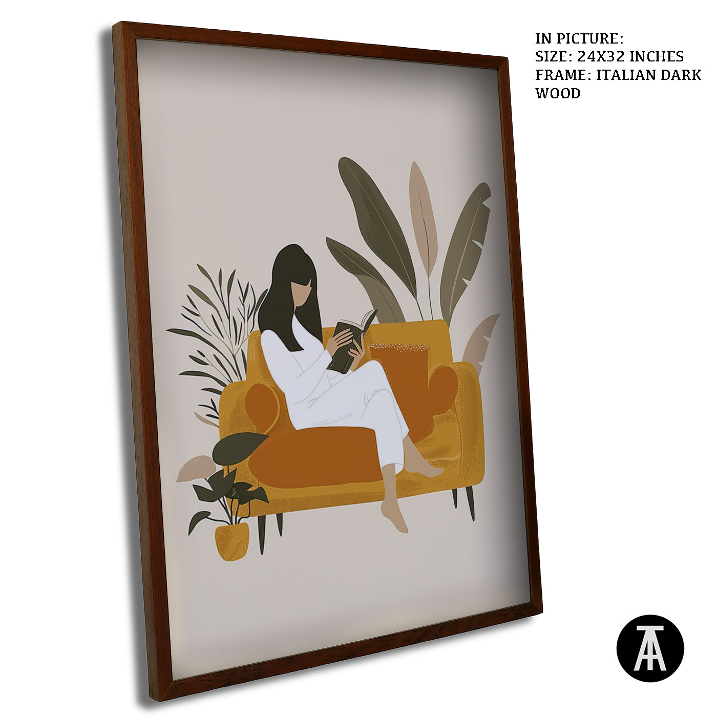 Artwork in Dark Wood Frame