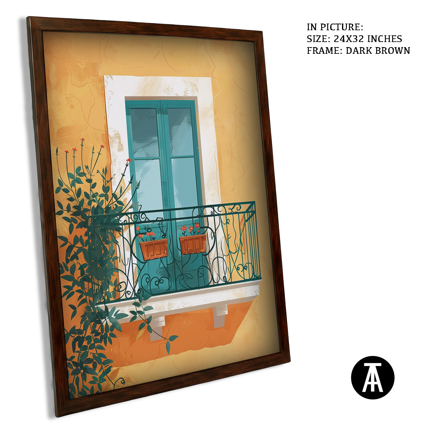 Artwork in Dark Brown Frame