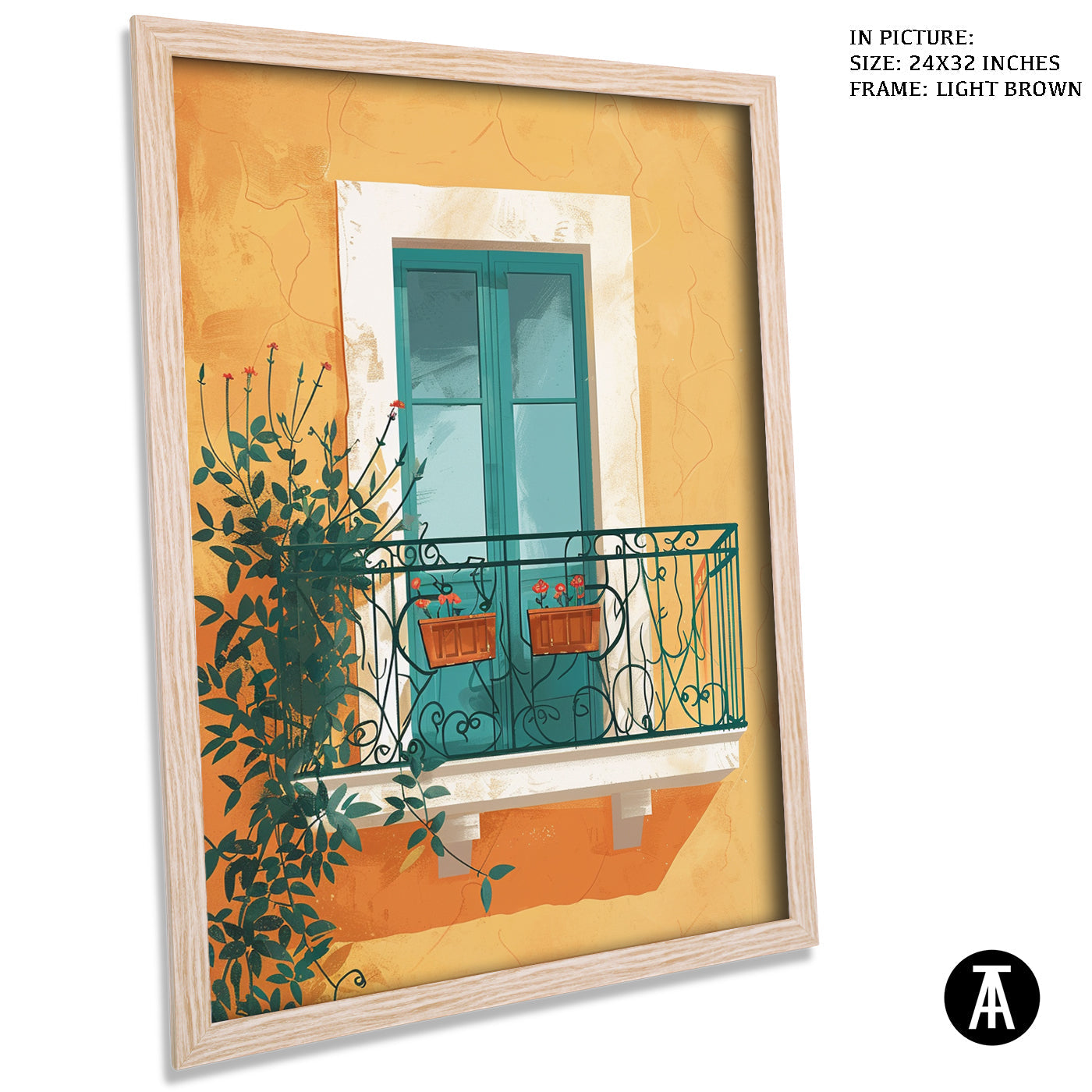 Artwork in Light Brown Frame