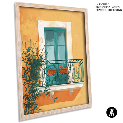 Artwork in Light Brown Frame