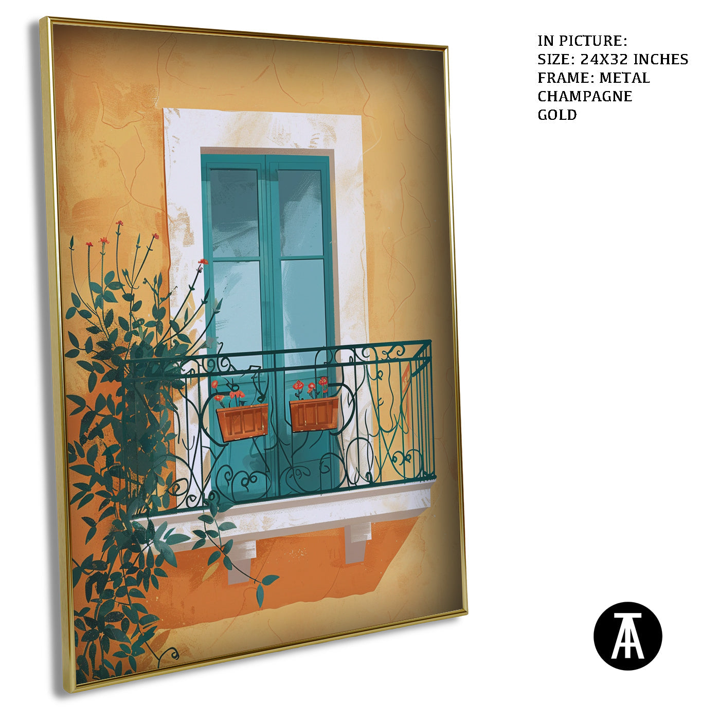 Artwork in Metal Champagne Gold Frame