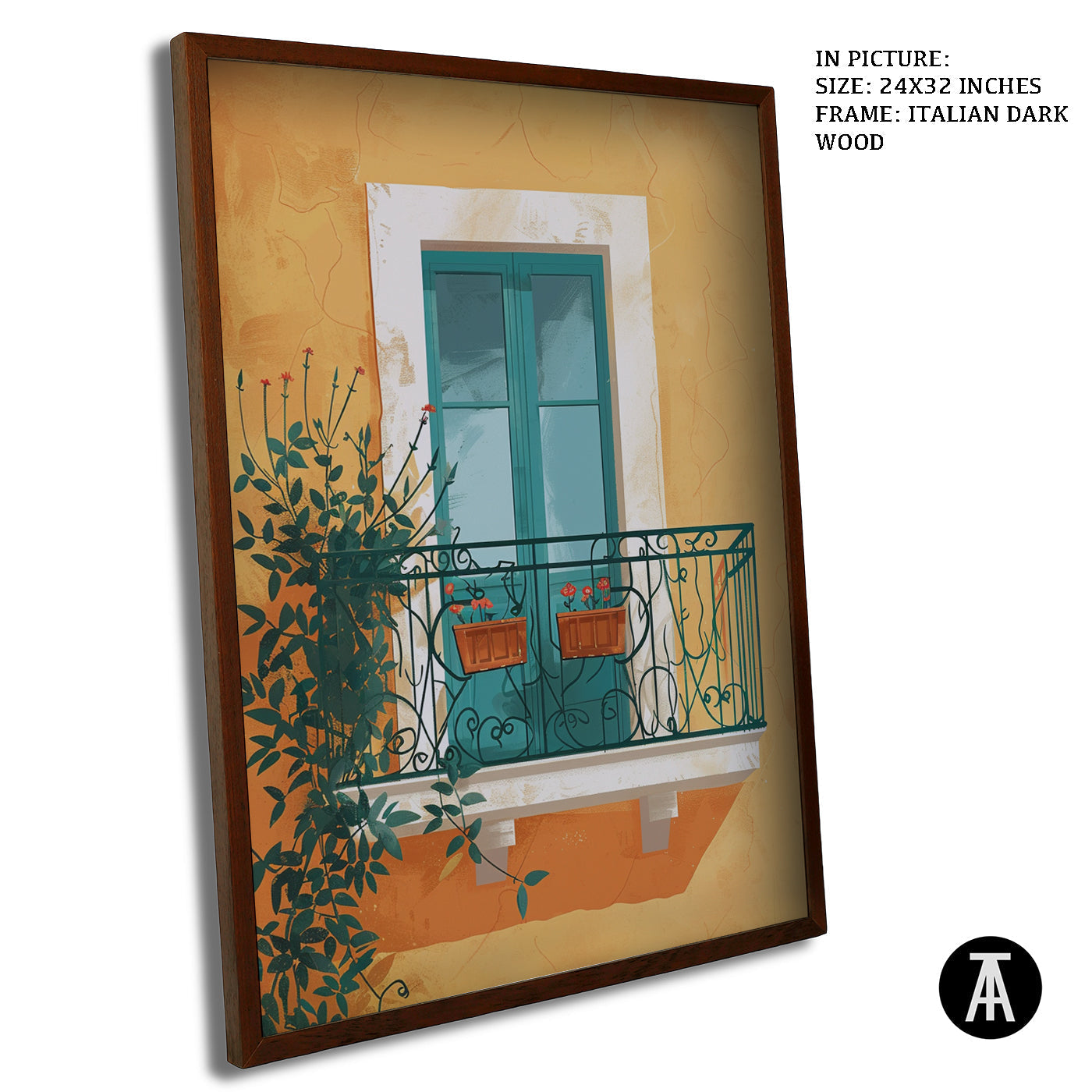 Artwork in Dark Wood Frame