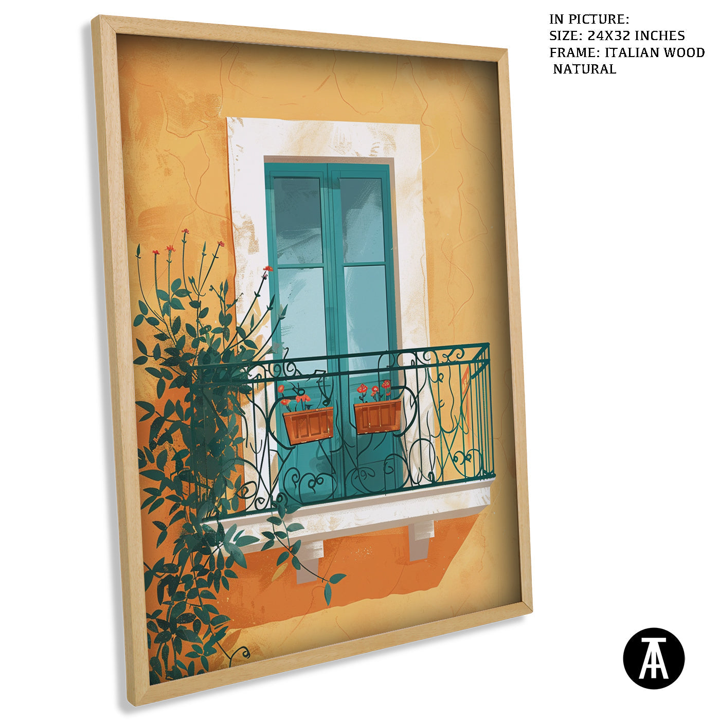 Artwork in Natural Wood Frame