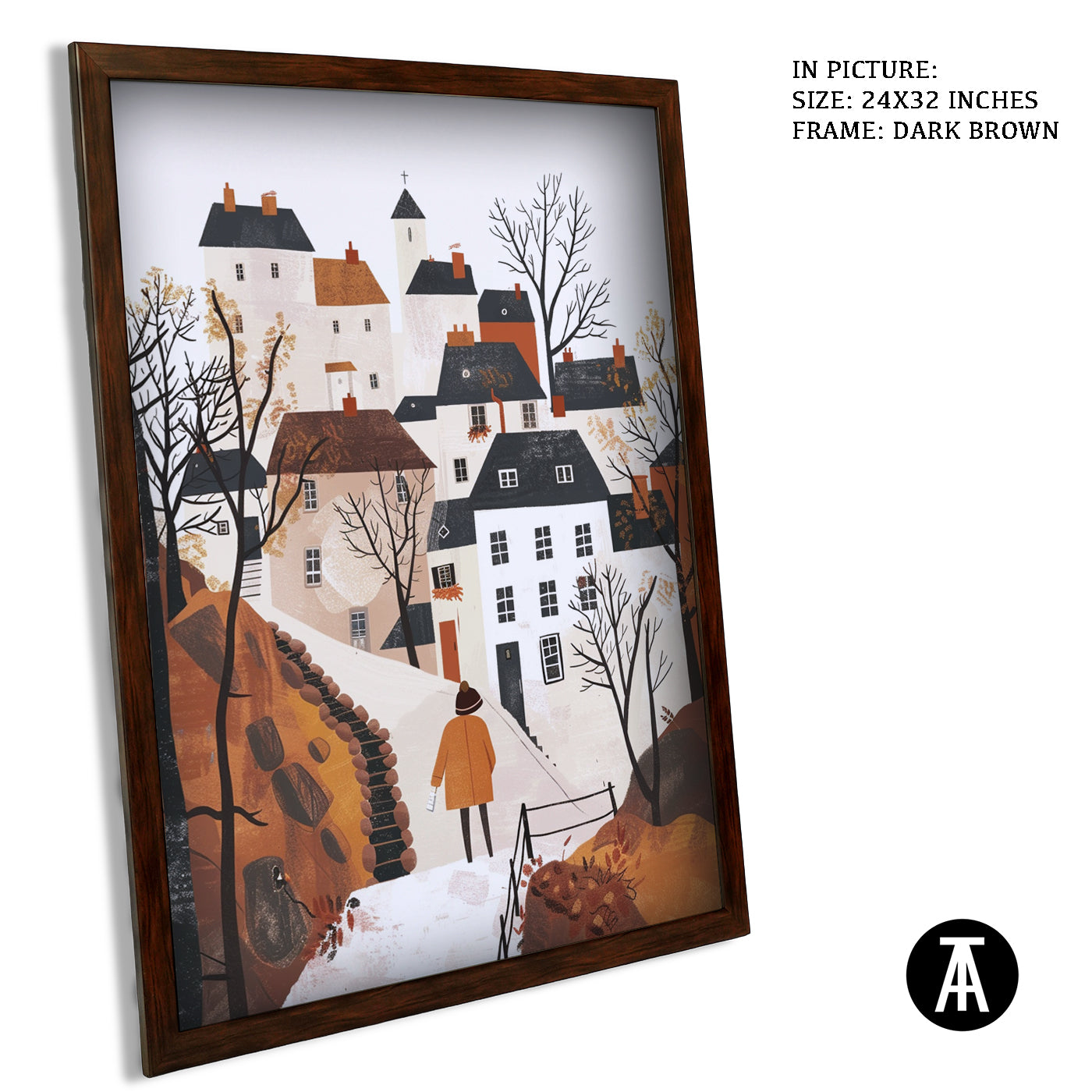 Artwork in Dark Brown Frame