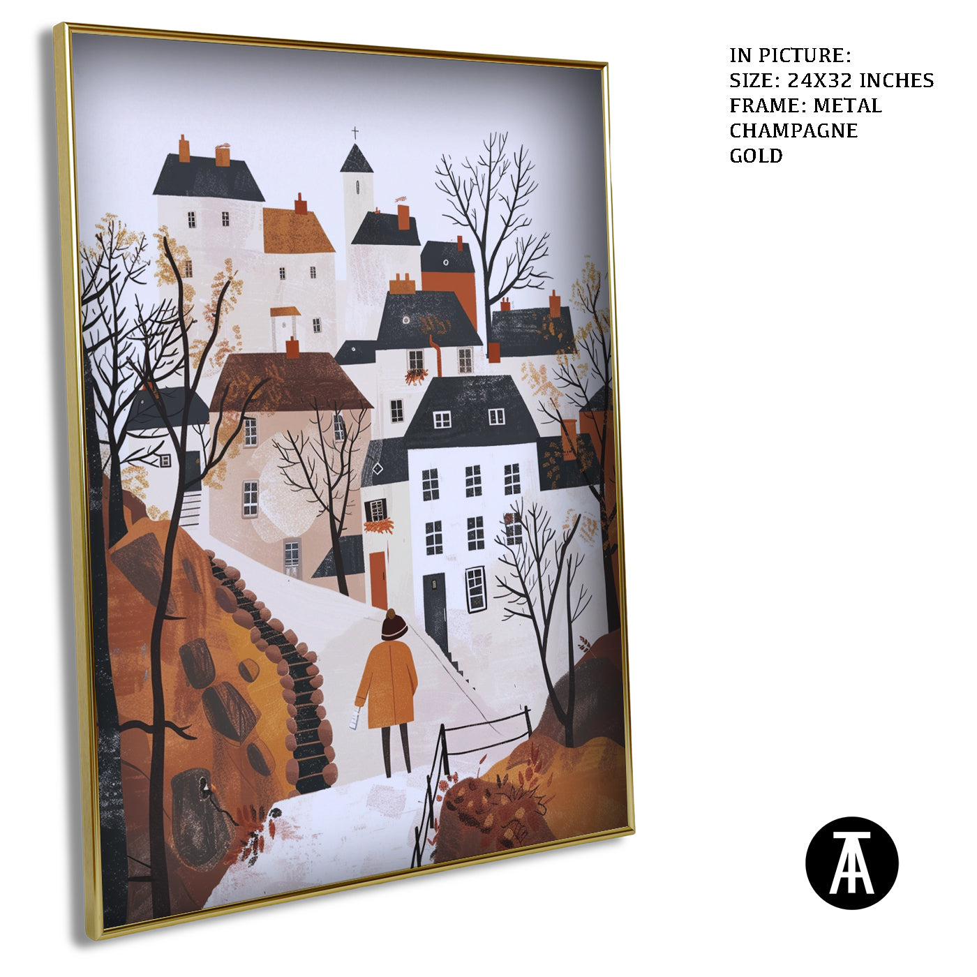 Artwork in Metal Champagne Gold Frame