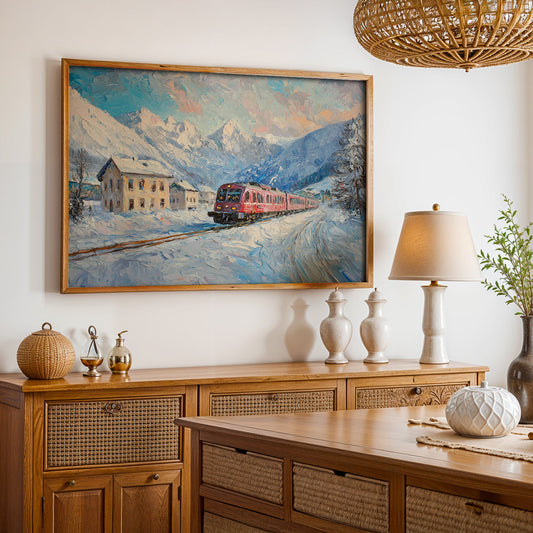 Swiss Alps Painting in a Lifestyle Setting