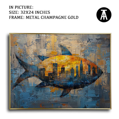 Artwork in Light Brown Frame