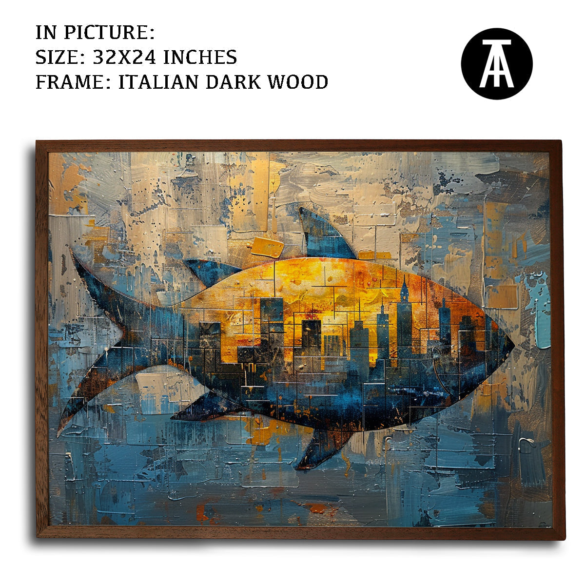 Artwork in Dark Wood Frame