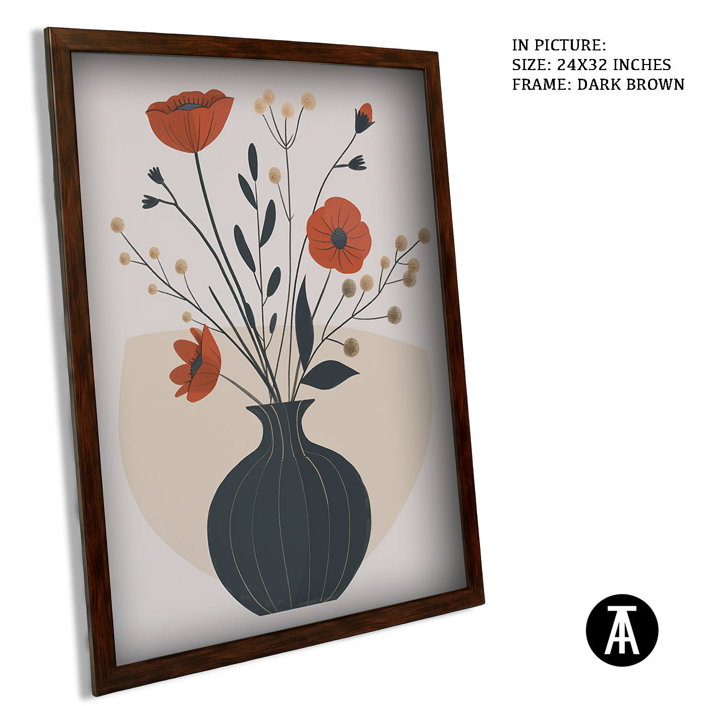 Artwork in Dark Brown Frame